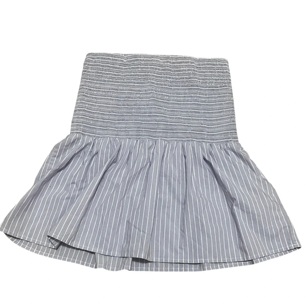 Nation LTD Womens M Lavender White Striped Smocked Pima Cotton Flirty Mini Skirt